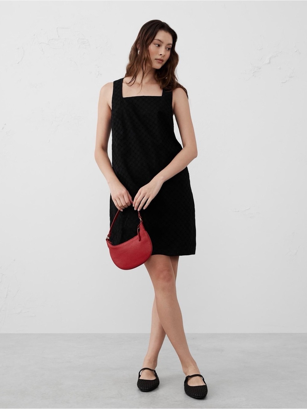 Banana Republic Factory Black Eyelet Mini Shift Dress Size S Dress